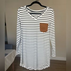 striped long sleeve mini dress